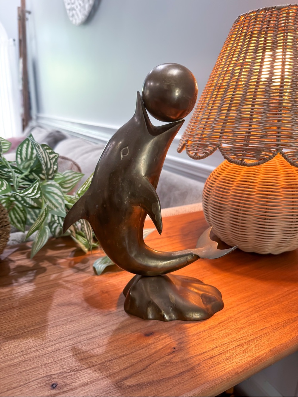 Vintage Brass Dolphin Sculpture